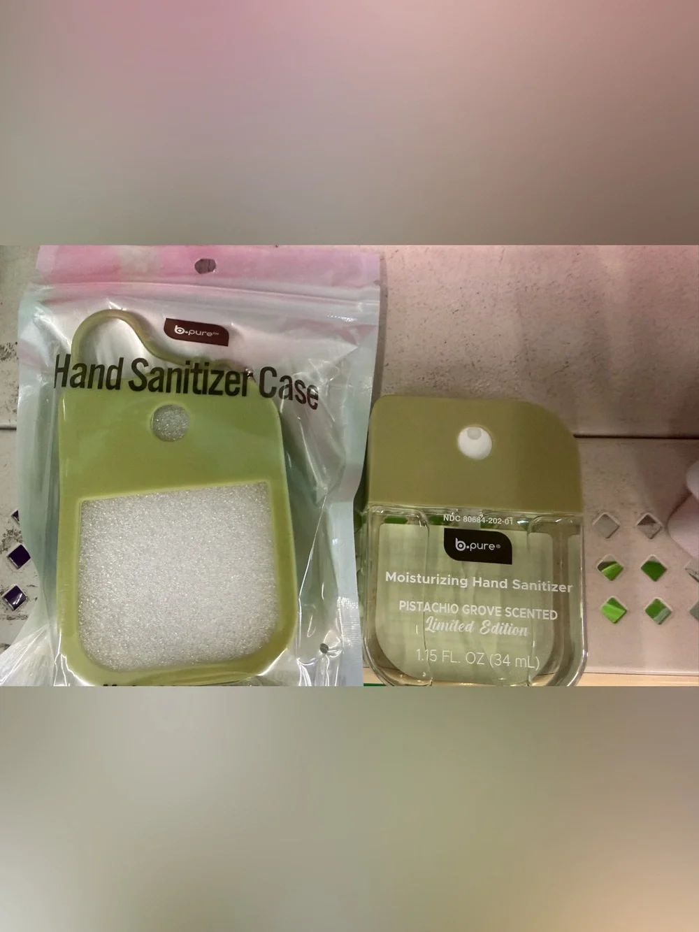 NEW 8/2026 b·pure Pistachio Grove Moisturizing Hand Sanitizer + Case